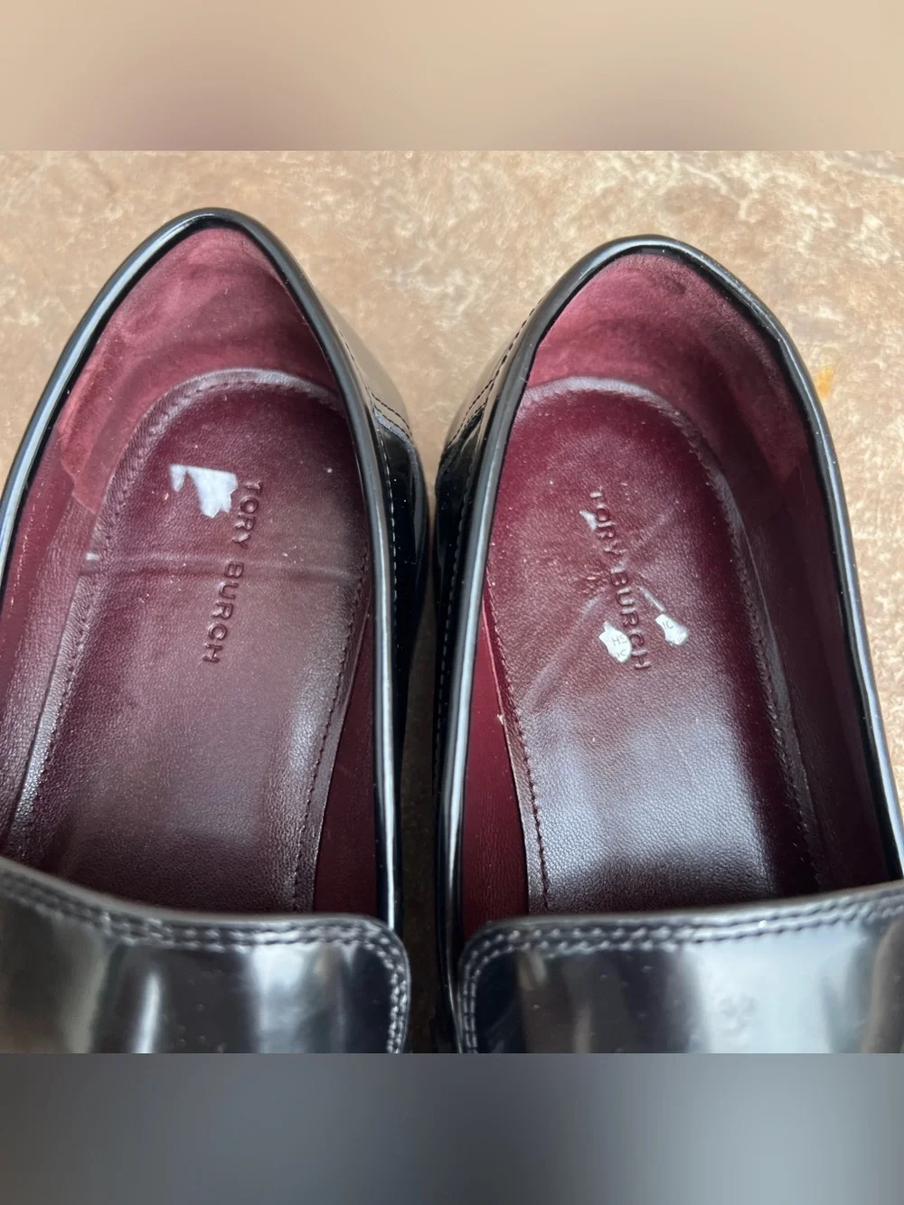 Tory Burch Classic Lug Loafer Black Patent Leather Sz 10